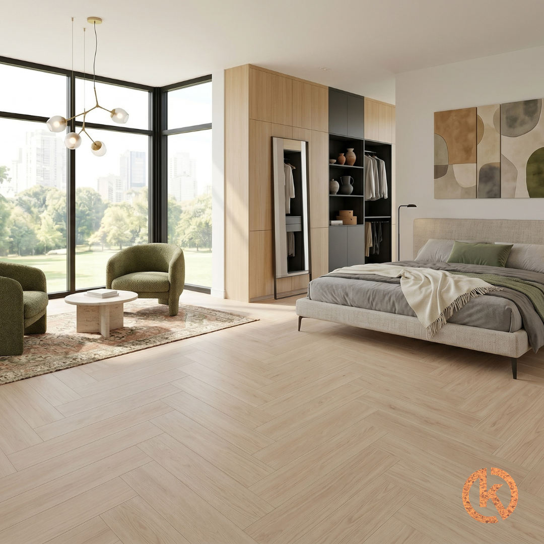 Flexura Flexura Canal – Visgraat Eiken Parket Klik-Kurkvloer - per m²
