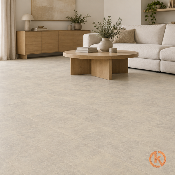 Gelakte plak kurkvloer - Concrete Cream - 60 x 30 cm. - per m2