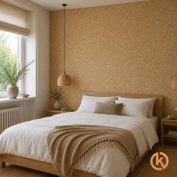 Exclusief Kurkbehang op rol - Naturel Grof  - 100 cm breed - 0,3mm dik
