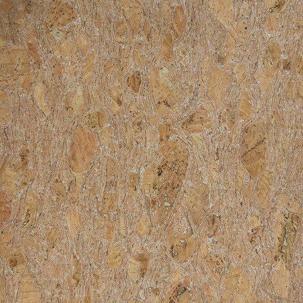 Exclusief Kurkbehang op rol - Twist Zilver - 100 cm breed -  0,3mm dik