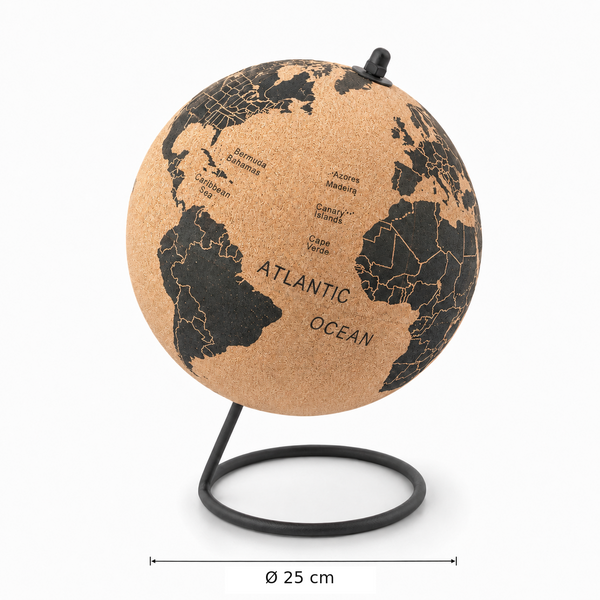 Grote kurk wereldbol - globe - diameter 25 cm.
