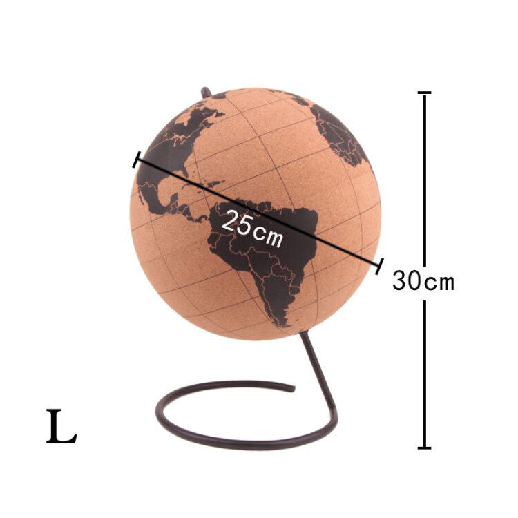 Kurk24 Grote kurk wereldbol - globe - diameter 25 cm.