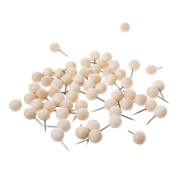 Houten Pushpins – Rond – 60 Stuks