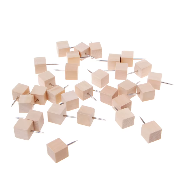 Kurk24 Houten Pushpins – Vierkant – 30 Stuks
