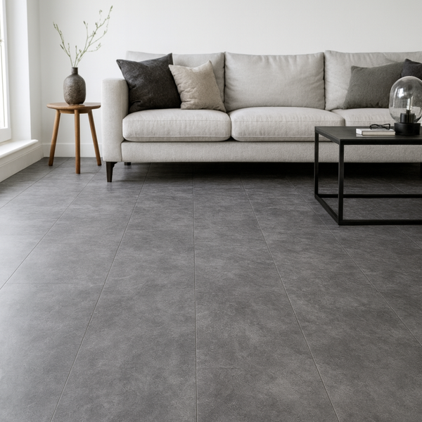 Kork-Klickboden mit PVC-Deckschicht – Betonstein – RESTPOSTEN 38,5m2