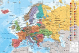Kurk24 Kurk prikbord Europa landenkaart - 60 x 90 cm  - 9mm multiplex & 6mm kurk