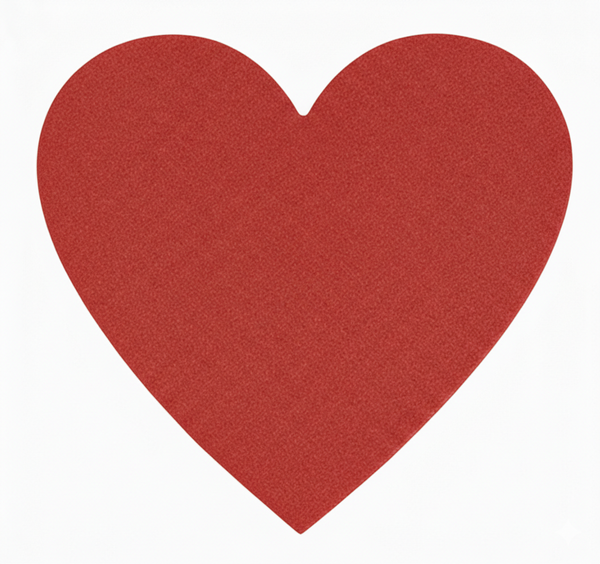 Kurk prikbord in hartvorm – Zelfklevend - ROOD – 60 x 65 cm – 6 mm dik