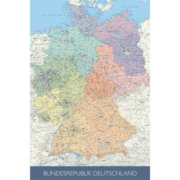 Kurk prikbord landkaart Duitsland - 90 x 60 cm - 9mm multiplex & 6mm kurk