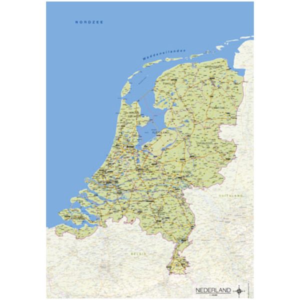 Kurk prikbord landkaart Nederland - Licht Groen - 90x60cm