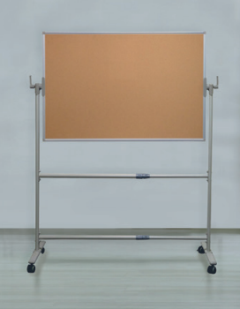 Kurk prikbord Mobiel verrijdbaar - Dubbelzijdig kurk - 100 x 150 x 182cm