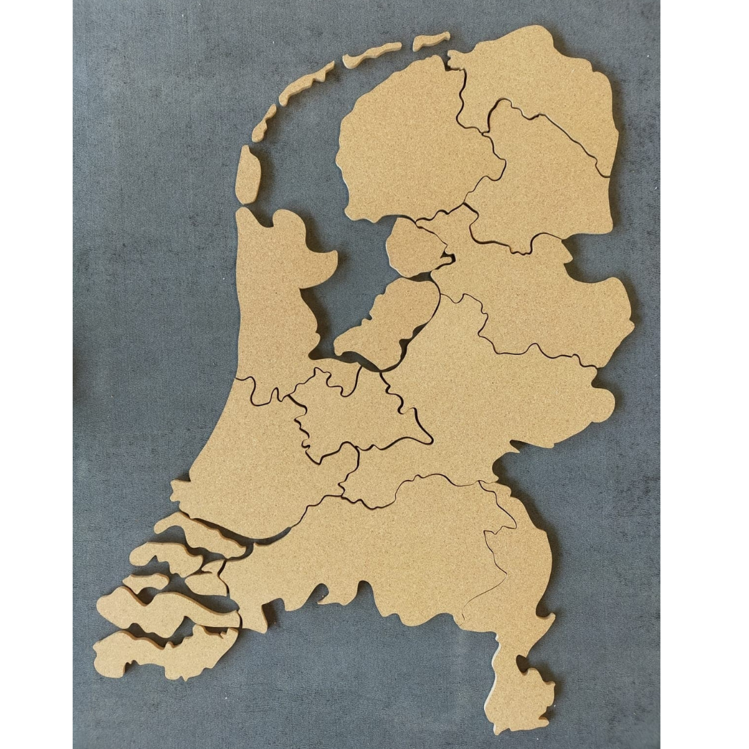 Kurk24 Kurk Prikbord – Nederland Kaart – Zelfklevend – 140×70 cm – 10 mm dik