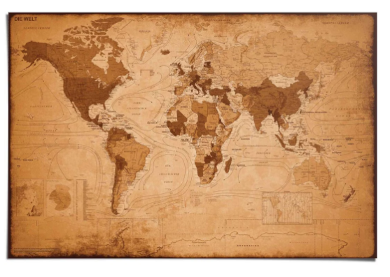 Kurk24 Kurk prikbord wereldkaart - ANTIEK  DONKER - 100 x 140cm
