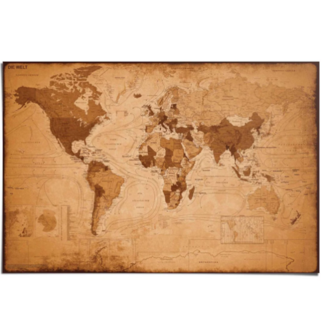 Kurk24 Kurk prikbord wereldkaart - ANTIEK  DONKER - 100 x 140cm