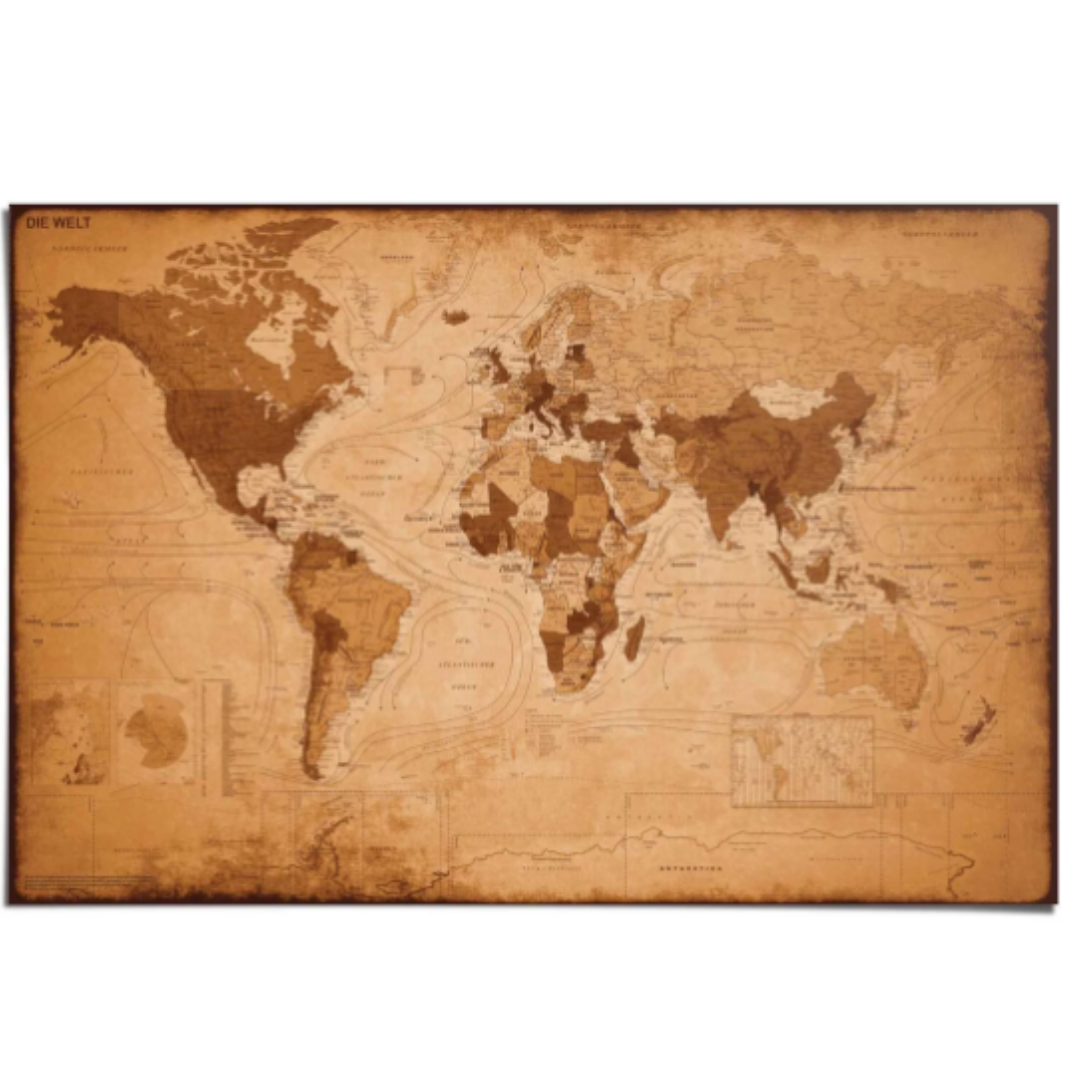 Kurk24 Kurk prikbord wereldkaart - ANTIEK  DONKER - 100 x 140cm