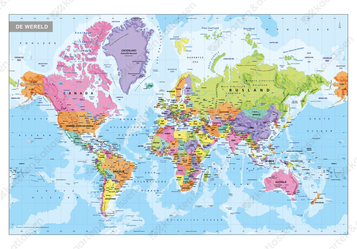 Kurk24 Kurk prikbord - Wereldkaart - De Wereld - 100 x 140 cm