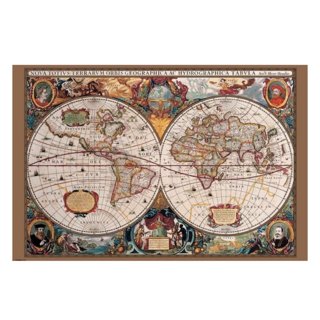 Kurk24 Kurk prikbord wereldkaart - HISTORISCH - 60 x 90 cm - 9mm multiplex & 6mm kurk