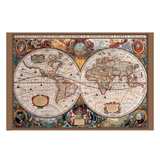 Kurk24 Kurk prikbord wereldkaart - HISTORISCH - 60 x 90 cm - 9mm multiplex & 6mm kurk