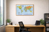 Kurk24 kurk prikbord wereldkaart - houten lijst - 60 x 90 cm