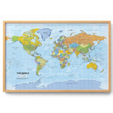 Kurk24 kurk prikbord wereldkaart - houten lijst - 60 x 90 cm