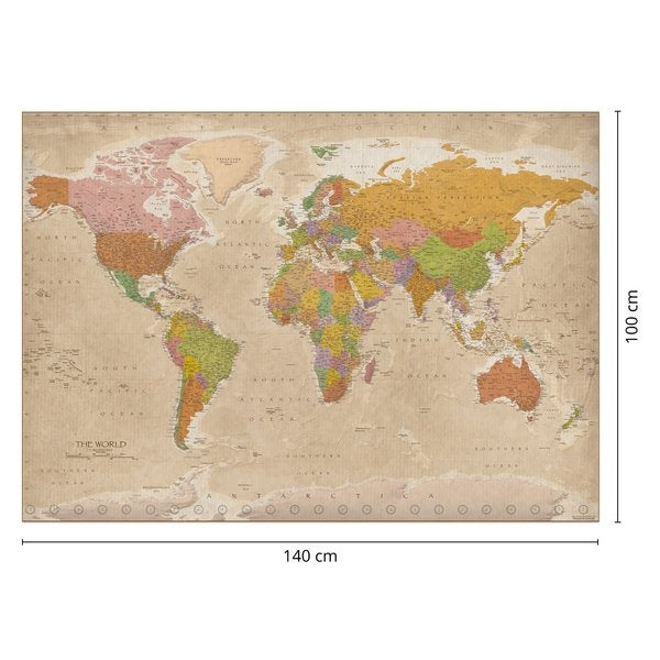 Kurk24 Kurk prikbord wereldkaart - VINTAGE - 100 x 140 cm