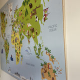 Kurk24 Kurk prikbord - Wereldkaart voor Kinderen - Safari - 100 x 140 cm
