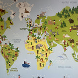 Kurk24 Kurk prikbord - Wereldkaart voor Kinderen - Safari - 100 x 140 cm