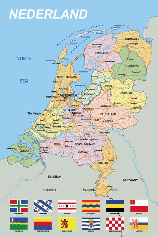 Kurk24 Kurk prikbord zelfklevend - landkaart Nederland - Pastel