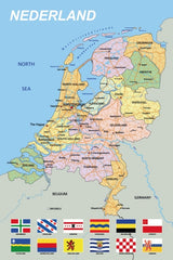 Kurk24 Kurk prikbord zelfklevend - landkaart Nederland - Pastel