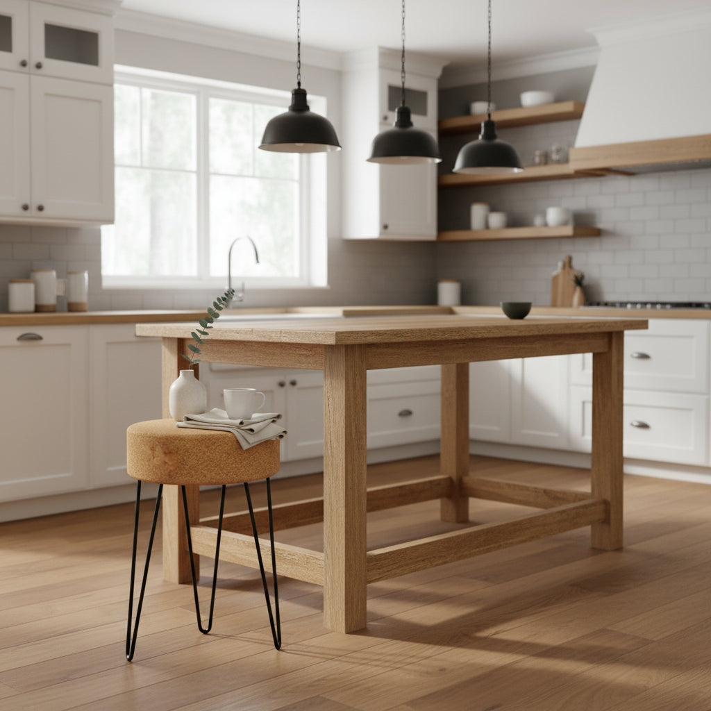 Kurk24 Kurk zigzag tafel - Kruk met metalen poten