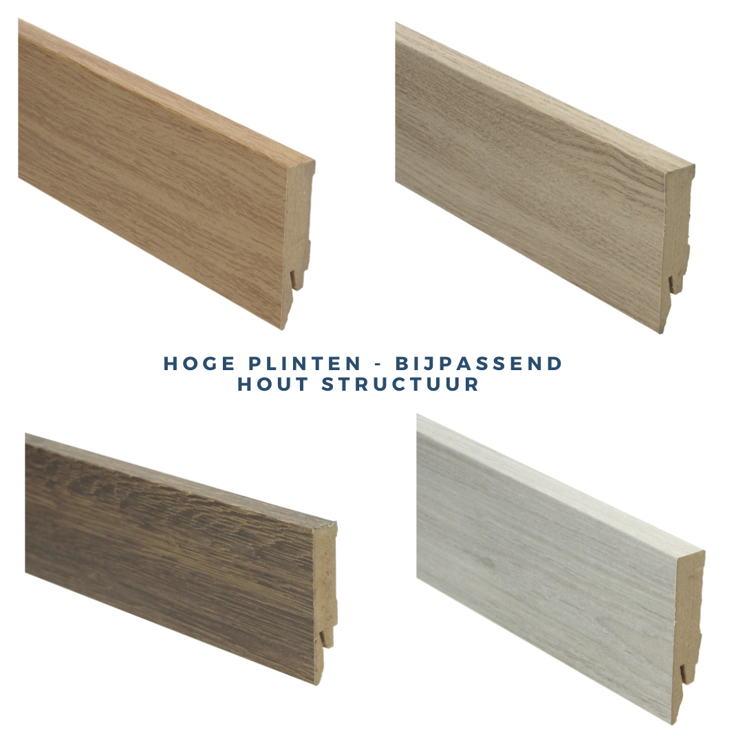 Kurk24 MDF Folieplint 70×14 mm – Houtstructuur op kleur – 2,4 m