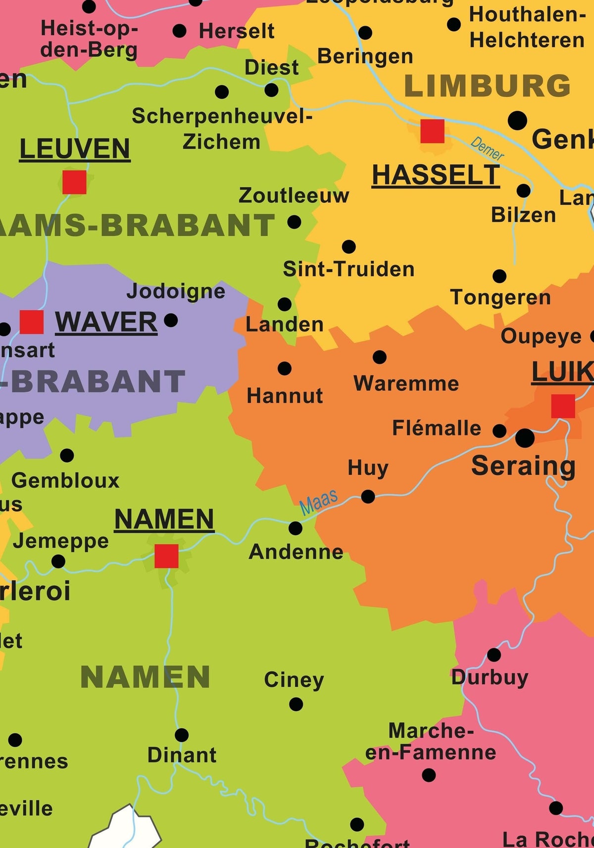 Kurk24 Poster landkaart België - 60 x 90 cm
