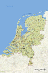 Kurk24 Poster landkaart Nederland - Licht Groen - 60 x 90 cm