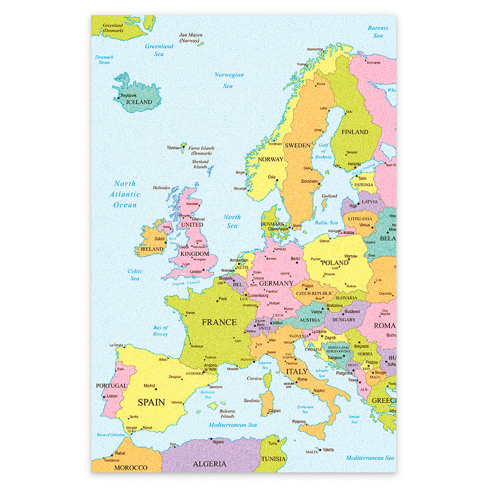 Kurk24 Prikbord europakaart - 6mm kurk + 9mm multiplex - 60 x 90 cm