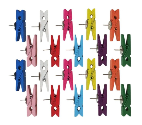 Pushpin Knijpers – Gekleurd – 20 Stuks – Hout