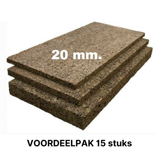 VOORDEELPAK - Geëxpandeerde kurkplaten - 100 x 50 cm - 15 stuks - 20mm