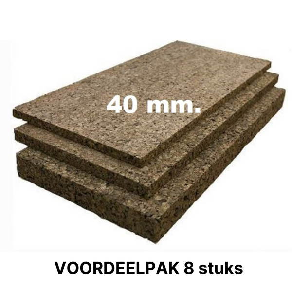 VOORDEELPAK - Geëxpandeerde kurkplaten - 100 x 50 cm - 8 stuks - 40mm