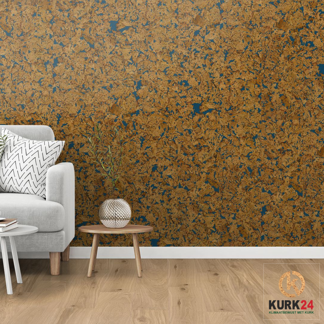 Kurk24 Wandkurk 'Country Blue' GEWAXT - 60 x 30 cm - 3mm dik - per m²