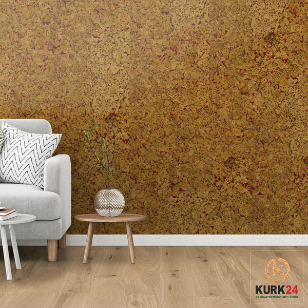 Wandkurk 'Country Red' GEWAXT - 60 x 30 cm - 3mm dik - per m²