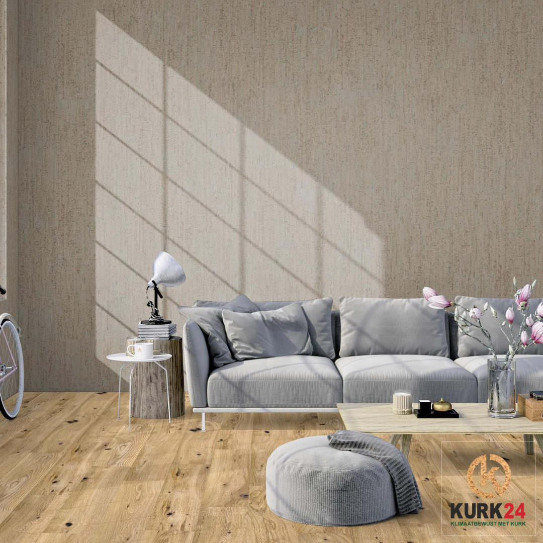 Kurk24 Wandkurk 'Parallel Grey ' GEWAXT - 3mm dik m²