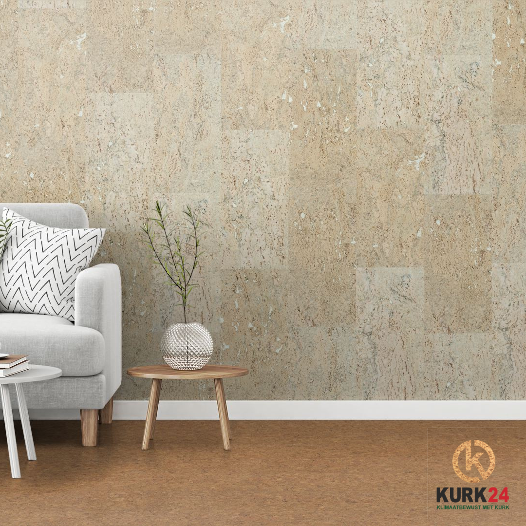 Kurk24 Wandkurk 'Rustic Pearl' GEWAXT - 3mm dik - per m²